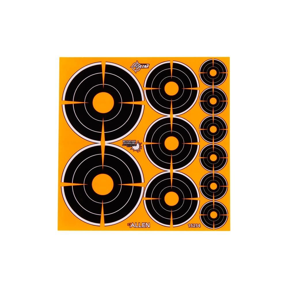 Allen EZ Aim Adhesive Splash Reactive Paper Shooting Targets Variety Pack, 12-Pk