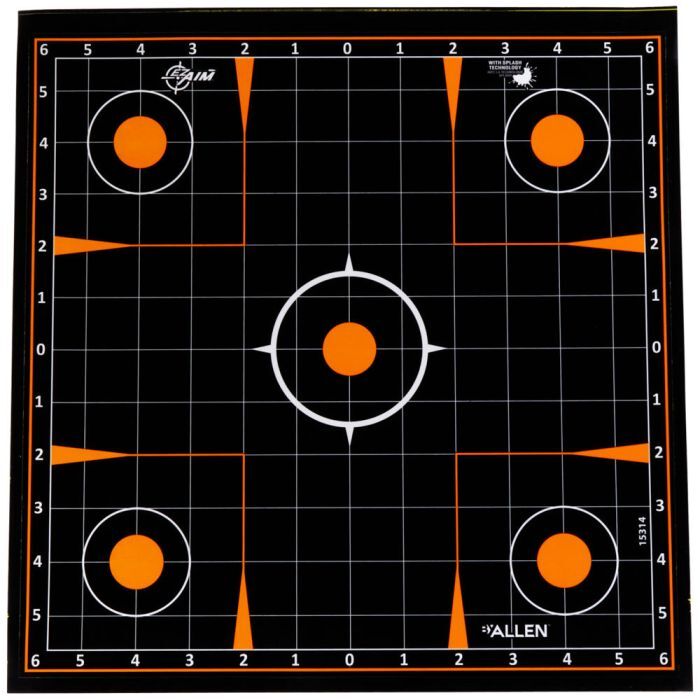 Allen EZ Aim Adhesive Splash Reactive Paper Shooting Targets, 12-In X 12-In, 5-Pk
