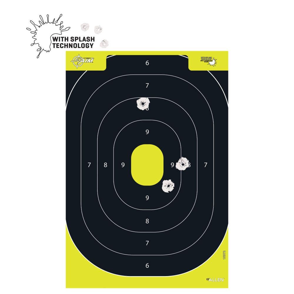 EZ Aim Splash Reactive Paper Shooting IPSC Silhouette Targets, 12.5-In x 18.25-In, 8-Pk
