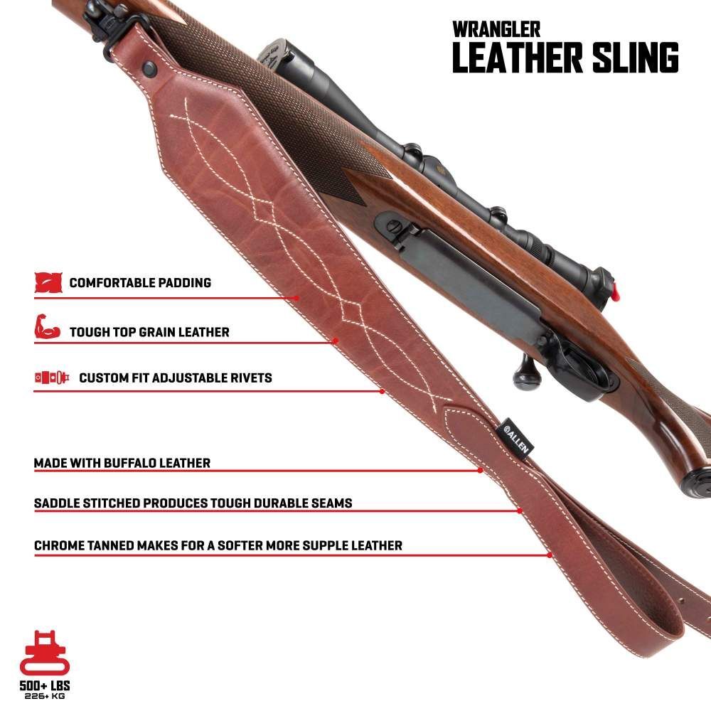 Allen Company Heritage Western Scallop Leather Brown Rifle Sling