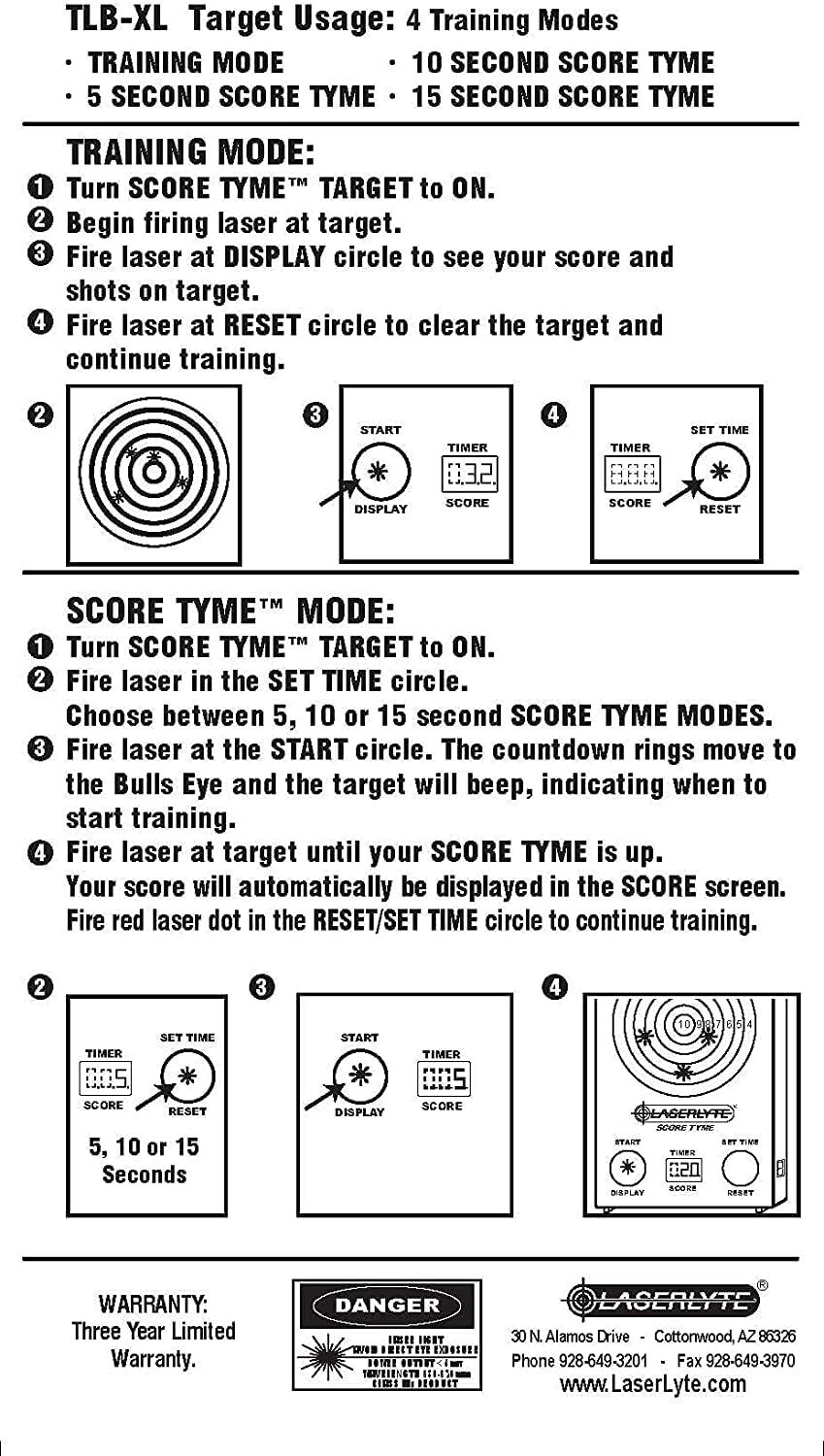 LaserLyte ScoreTyme Laser Trainer Target