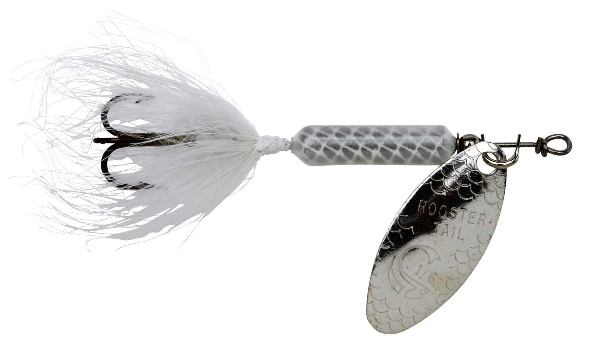 Yakima Bait White Original Rooster Tail with Treble Hook,1/6-Oz, 2-1/2-In