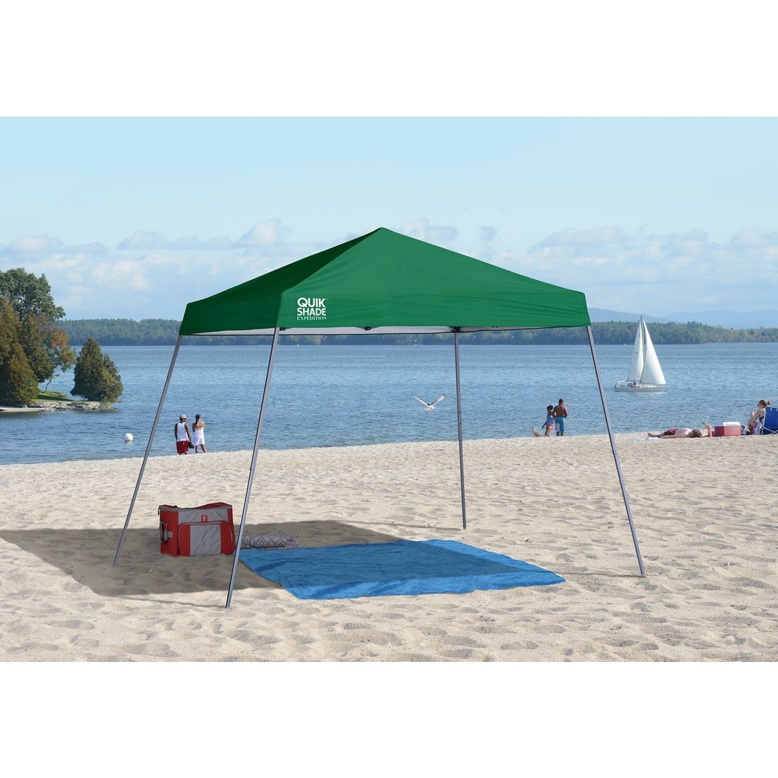 Quick Shade Expedition Slant Leg Pop-Up Canopy Tent Green, 10-Ft x 10-Ft