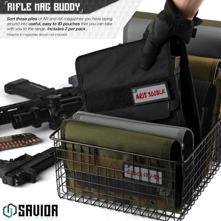 Savior Equipment Obsidian Black Mag Buddy Rifle Mag Pouch, 2 Pack
