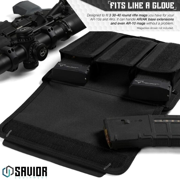 Savior Equipment Obsidian Black Mag Buddy Rifle Mag Pouch, 2 Pack