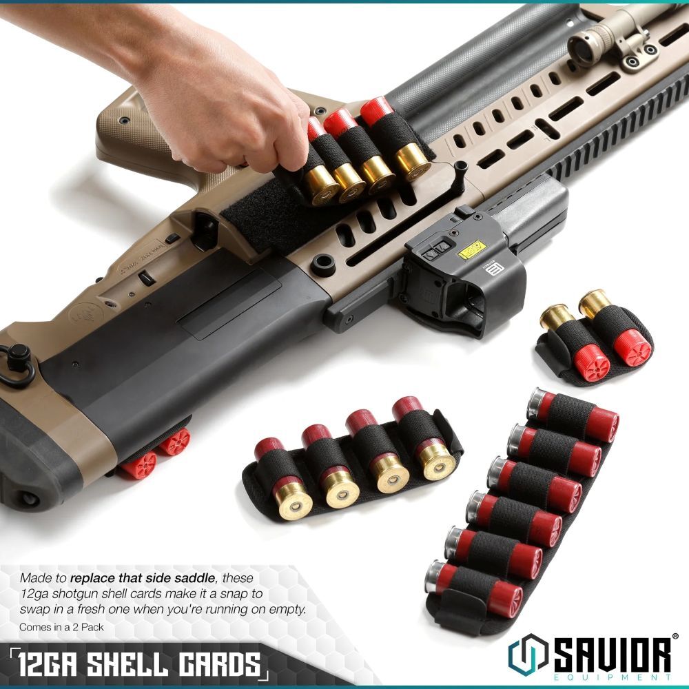 Savior Equipment Obsidian Black 12GA Shotgun Shell Card Hook Backing, 4-Rd