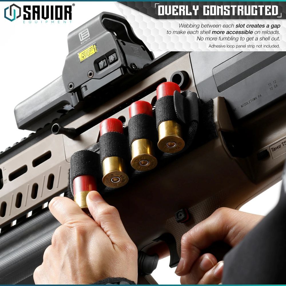Savior Equipment Obsidian Black 12GA Shotgun Shell Card Hook Backing, 4-Rd