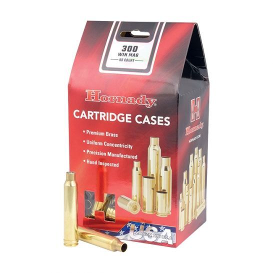 Hornady .300 Win Mag Brass Cartridge Rifle Cases, 50-Ct