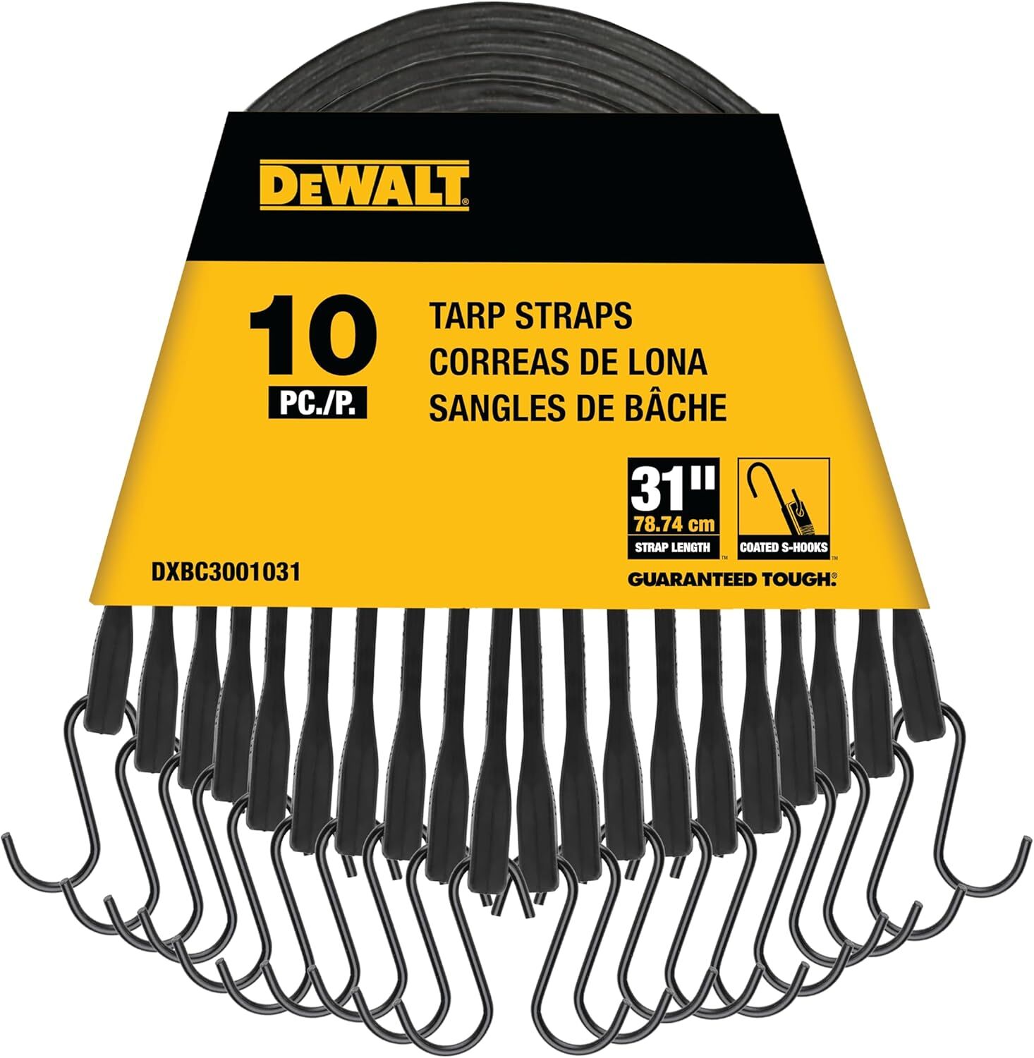 DeWalt Rubber Tarp Straps, 31-In, 10-Pk