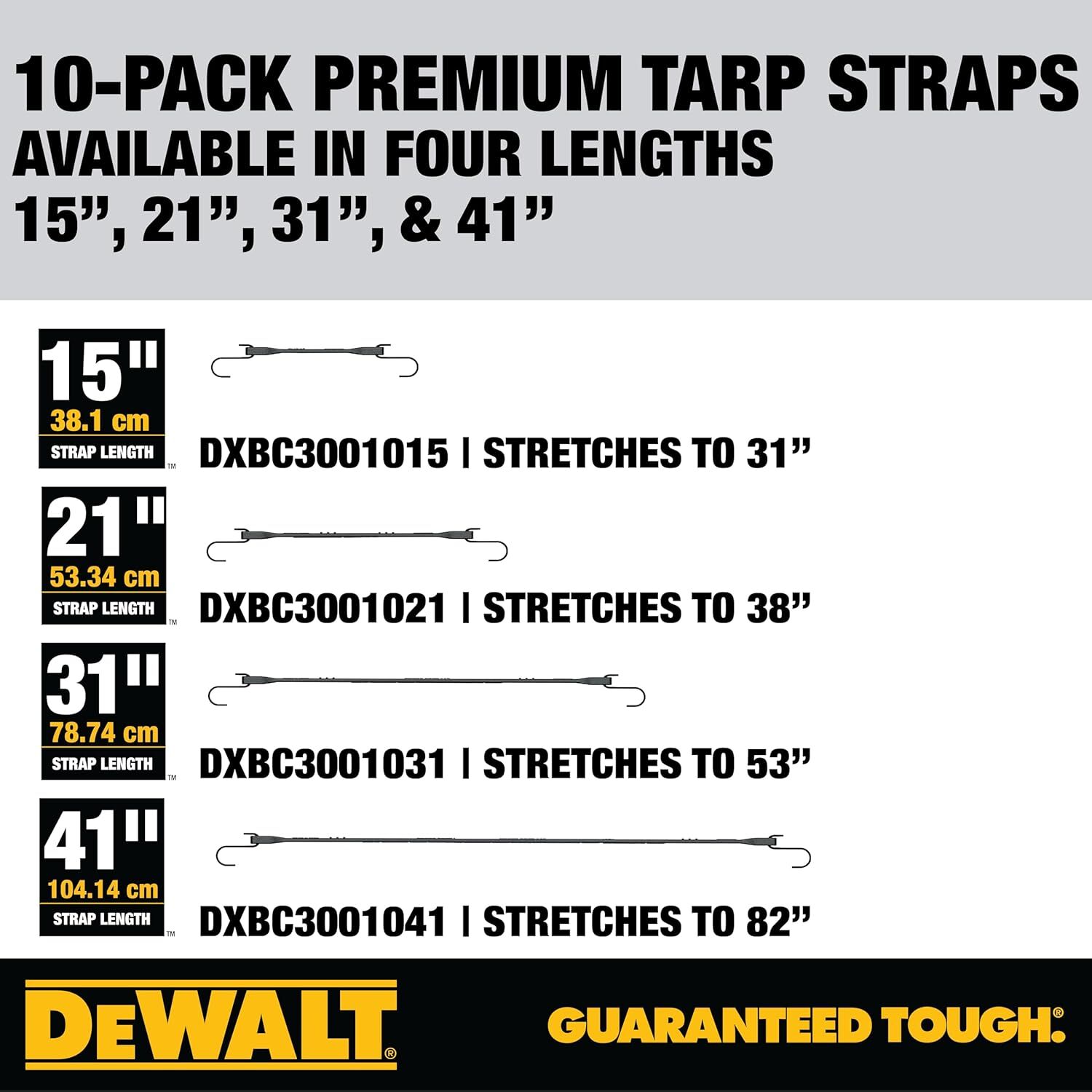 DeWalt Rubber Tarp Straps, 41-In, 10-Pk