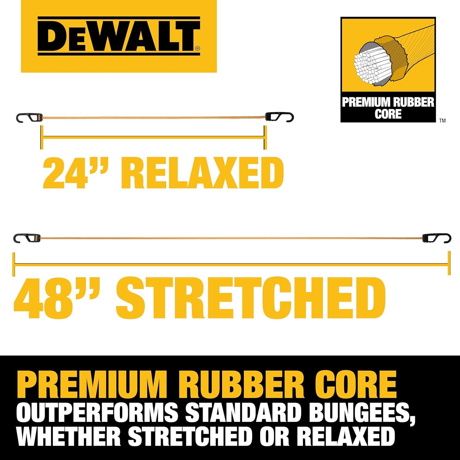 DeWalt Heavy Duty Bungee Cords, 24-In, 4-Pk