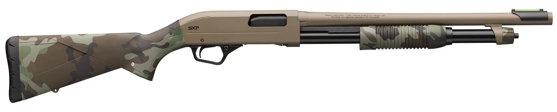 Winchester SXP Defender 12 Gauge 18"Woodland Camo FDE Pump Action Shotgun, 5-Rd