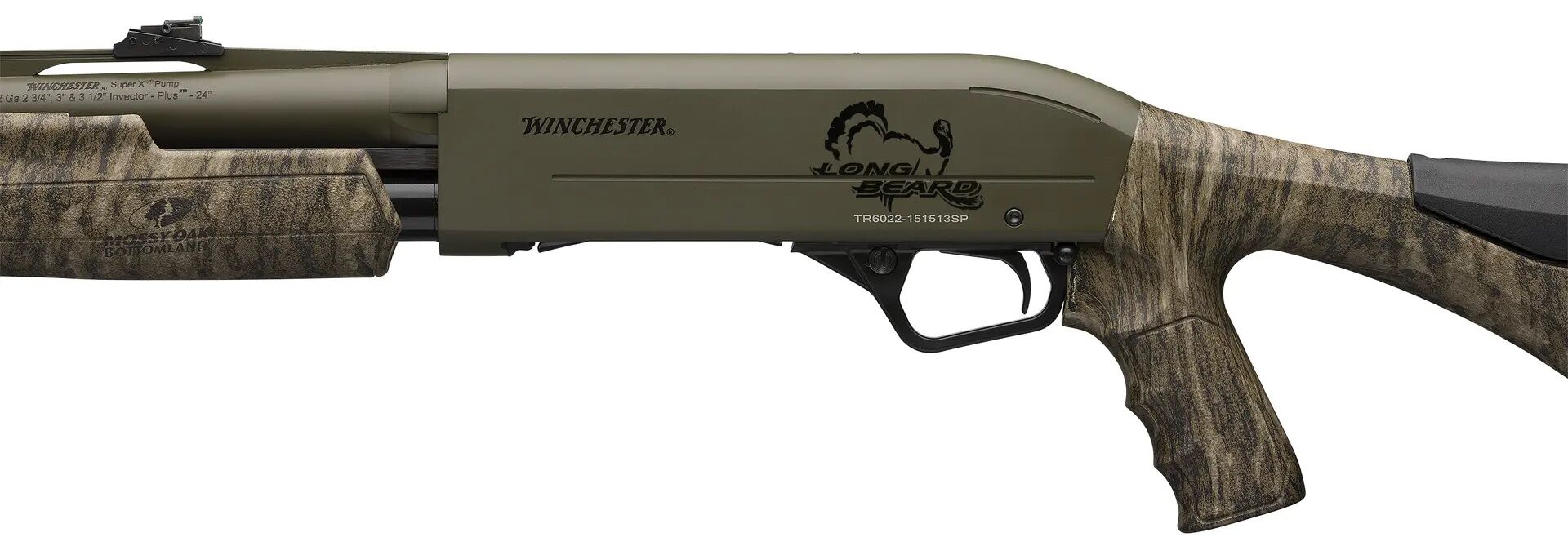 Winchester SXP Long Beard 20 Gauge 24" Mossy Oak Bottomland Camo OD Green Pump Action Shotgun, 5-Rd