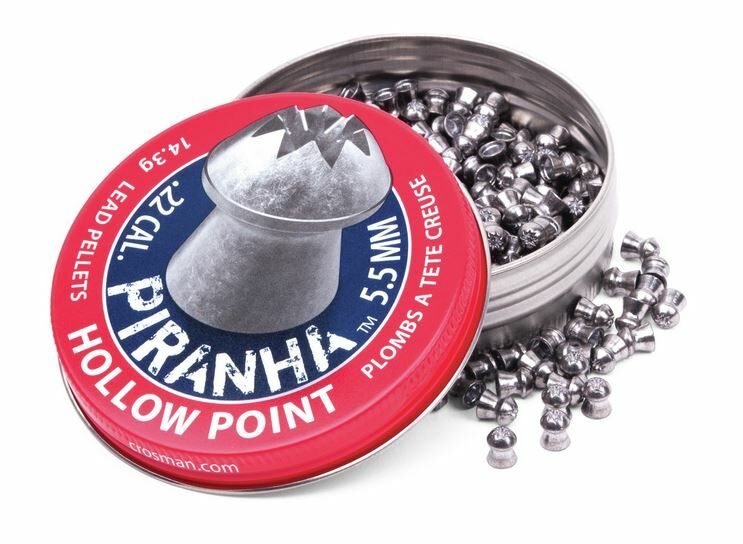 Crosman .22 Piranha Hollowpoint 14.3 Gr Premier Pellets - 400Ct - Silver