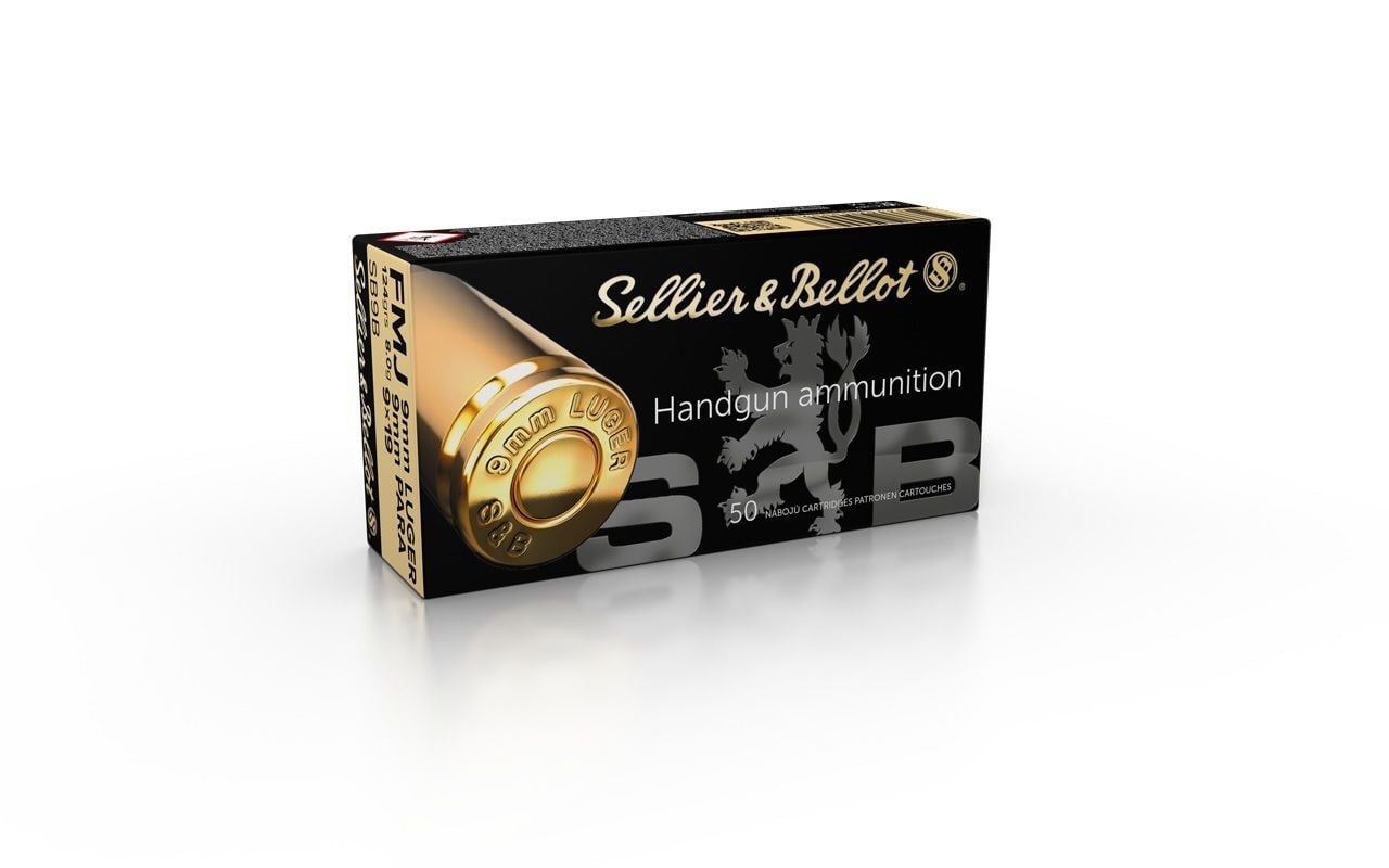 Sellier & Bellot 9mm, 124 Grain Full Metal Jacket Pistol Ammo, 50-Rd