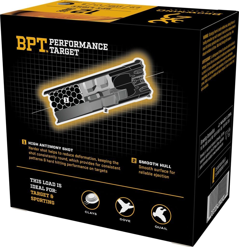 Browning BPT Performance Target 12 Gauge 2-3/4" #8 Shot, 1-1/8-Oz, 25-Rd