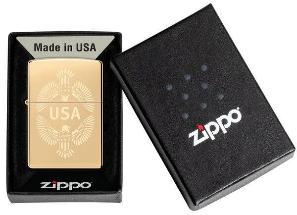 Zippo USA Design High Polish Brass Lighter