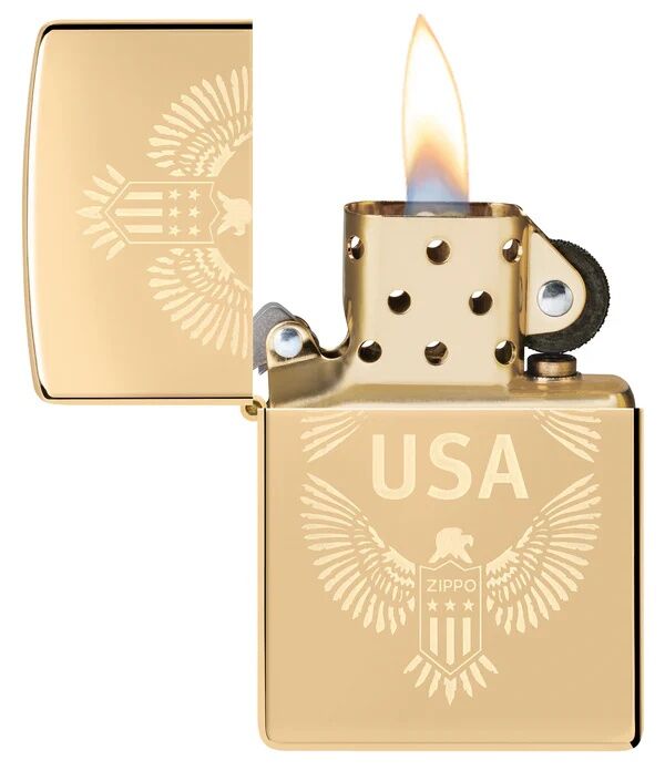 Zippo USA Design High Polish Brass Lighter