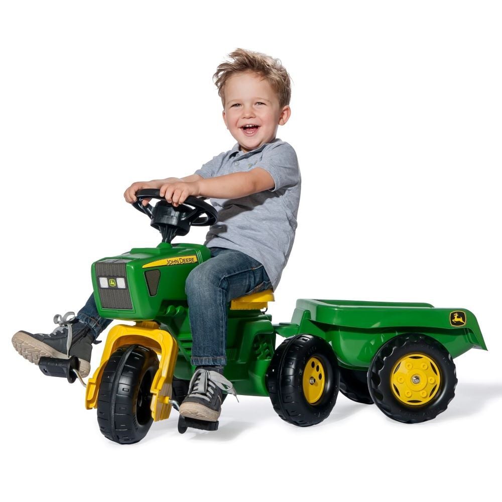 Kettler John Deere 3-Wheeled Pedal Tractor With Trailer