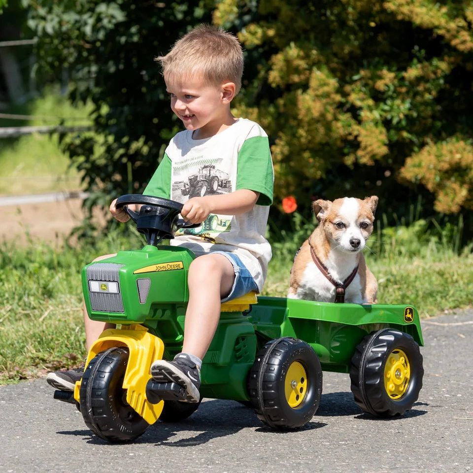 Kettler John Deere 3-Wheeled Pedal Tractor With Trailer