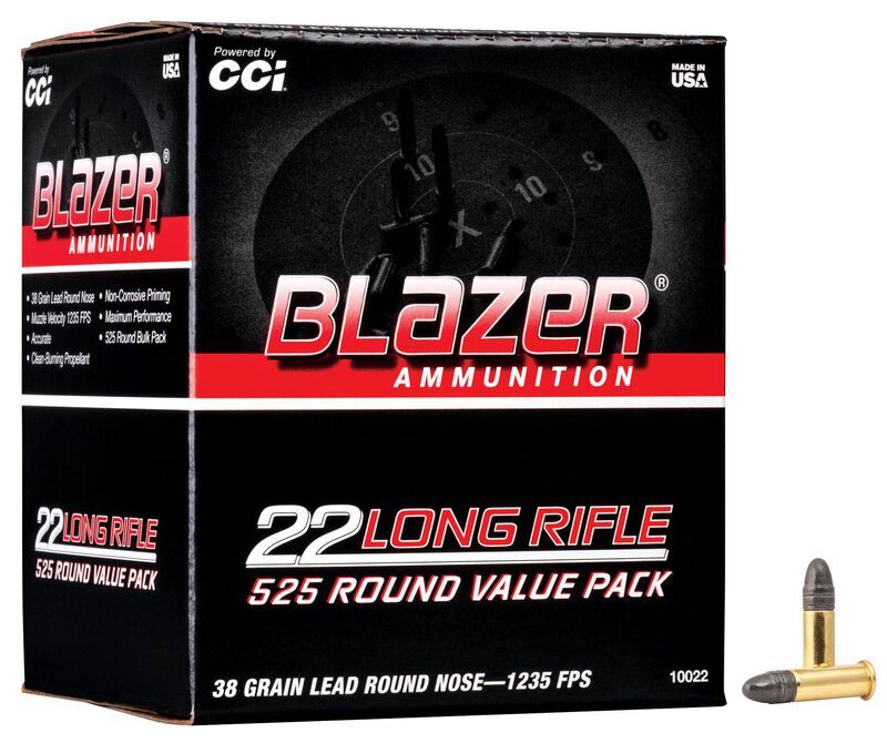 CCI Blazer .22LR, 38 Grain Lead Round Nose Ammo, 525-Rd