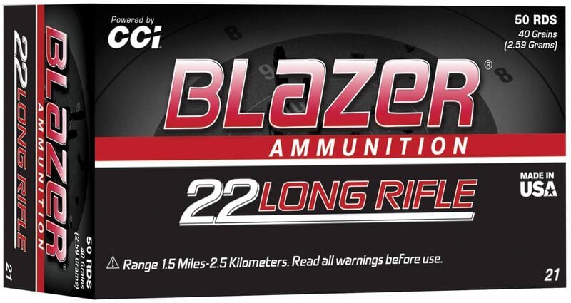 Blazer Rimfire .22 LR, 40 Grain Lead Round Nose Rifle Ammo, 50-Rd