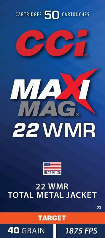 CCI Maxi-Mag .22 WMR, 40 Grain TMJ Rifle Ammo, 50-Rd