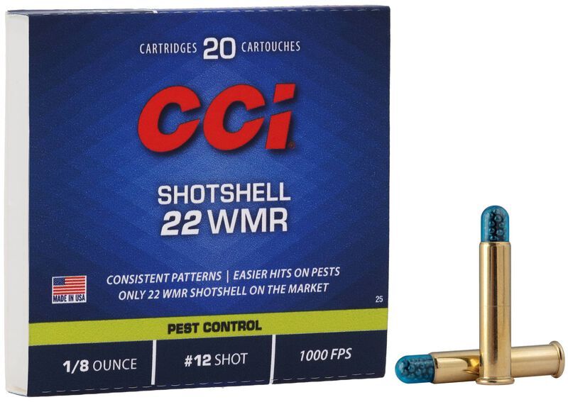 CCI Pest Control Rimfire Shotshell .22 WMR, 52 Grain #12 Shot Rifle Ammo, 20-Rd
