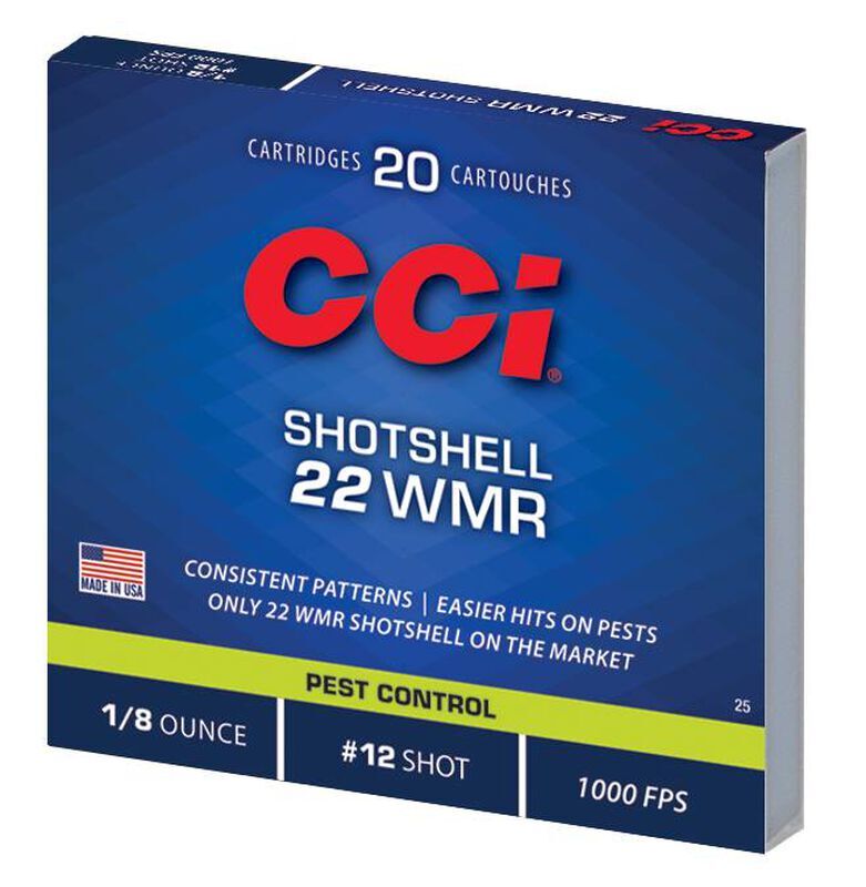 CCI Pest Control Rimfire Shotshell .22 WMR, 52 Grain #12 Shot Rifle Ammo, 20-Rd