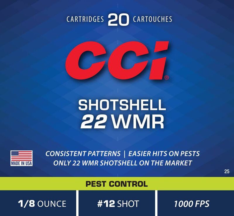 CCI Pest Control Rimfire Shotshell .22 WMR, 52 Grain #12 Shot Rifle Ammo, 20-Rd