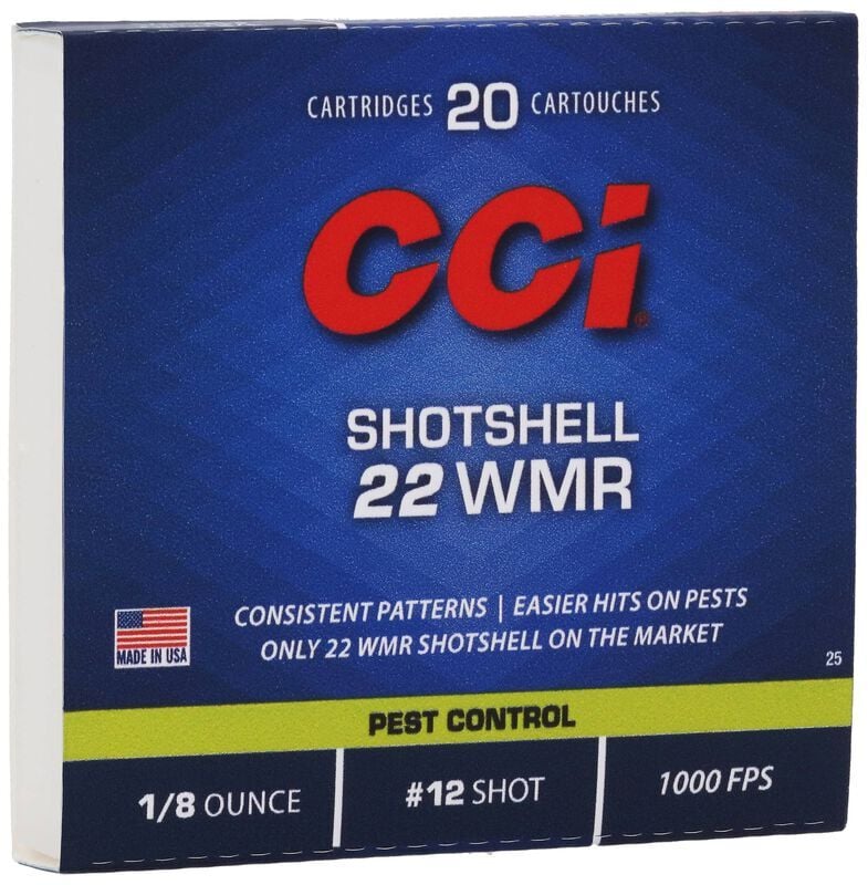 CCI Pest Control Rimfire Shotshell .22 WMR, 52 Grain #12 Shot Rifle Ammo, 20-Rd