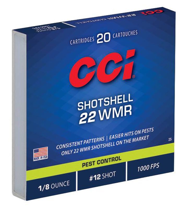CCI Pest Control Rimfire Shotshell .22 WMR, 52 Grain #12 Shot Rifle Ammo, 20-Rd