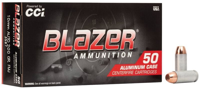 Blazer Aluminum 10mm Auto, 200 Grain Full Metal Jacket Pistol Ammo, 50-Rd