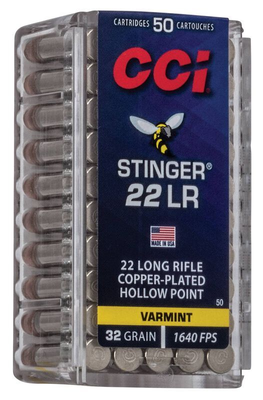 CCI Stinger .22 LR, 32 Grain CPHP Rifle Ammo, 50-Rd