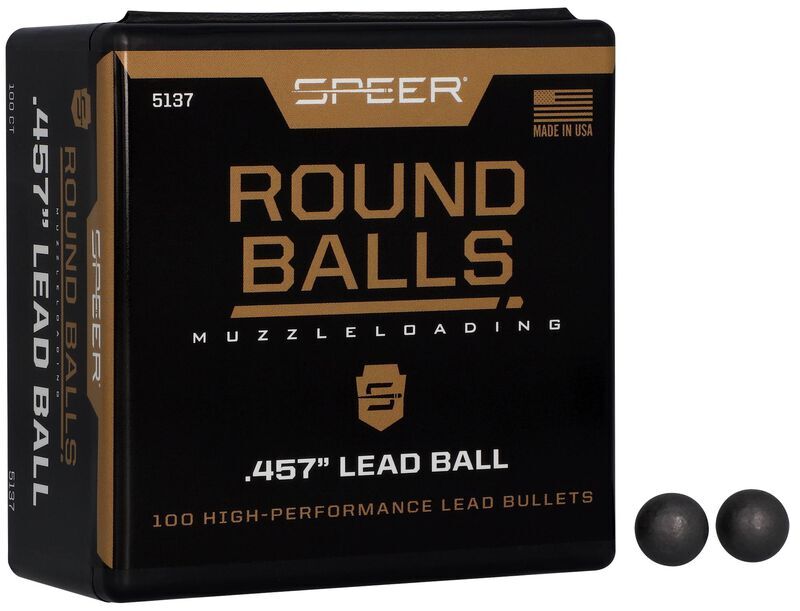 Speer Lead Round Ball, .457 Cal, 143 Grain Muzzleloader Ammo, 100-Rd