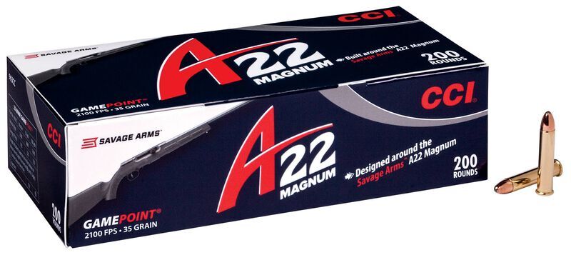 CCI Gamepoint .22 WMR, 35 Grain Jacketed Soft Point Rifle Ammo, 200-Rd