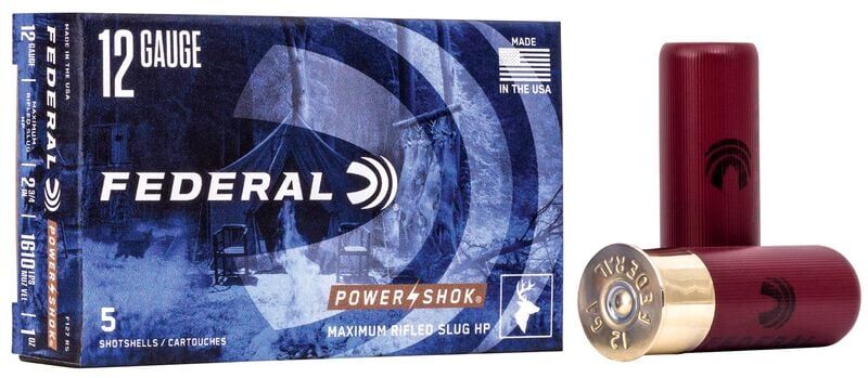 Federal Power-Shok 12 Gauge 438 Grain Rifled Slug, 2 3/4-In, 5-Rd