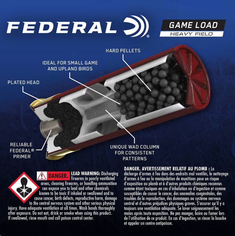 Federal Game Load Upland Heavy Field 12 Gauge 2 3/4" #7.5 Shot, 1 1/8-Oz, 25-Rd