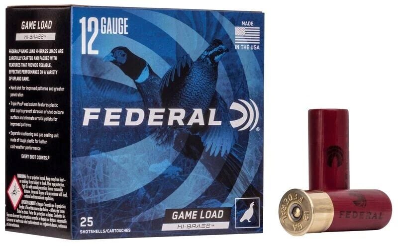 Federal Game Load Upland Hi-Brass 12 Gauge 4 Shot 2-3/4 In Shotgun Shells, 1 1/4-Oz, 25-Rd