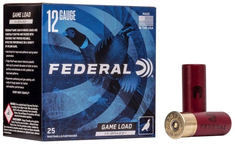 Federal Game Load Upland Hi-Brass 12 Gauge 2-3/4-In #5 Shot, 1-1/4-Oz Shotgun Ammo, 25-Rd