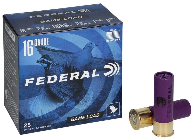 Federal Game Load Upland 16 Gauge 2 3/4 #8 Shot, 1-Oz, 25-Rd