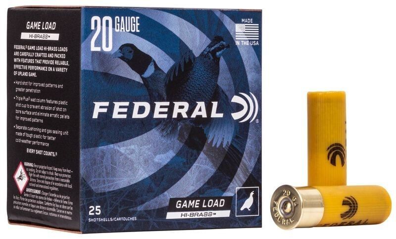 Federal Game Load Upland Hi-Brass 20 Gauge 2-3/4-In #6 Shot, 1-Oz Shotgun Ammo, 25-Rd