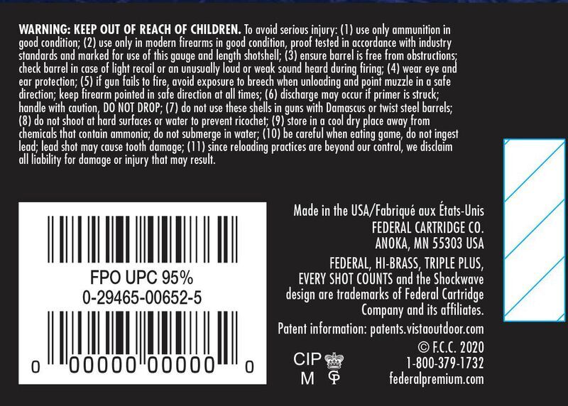 Federal Game Load Upland Hi-Brass 20 Gauge 2 3/4" #7.5 Shot, 1-Oz, 25-Rd