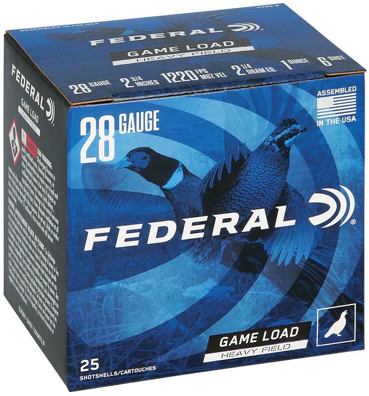 Federal Game Load Upland Hi-Brass 28 Gauge 2 3/4" #6 Shot, 1-Oz, 25-Rd