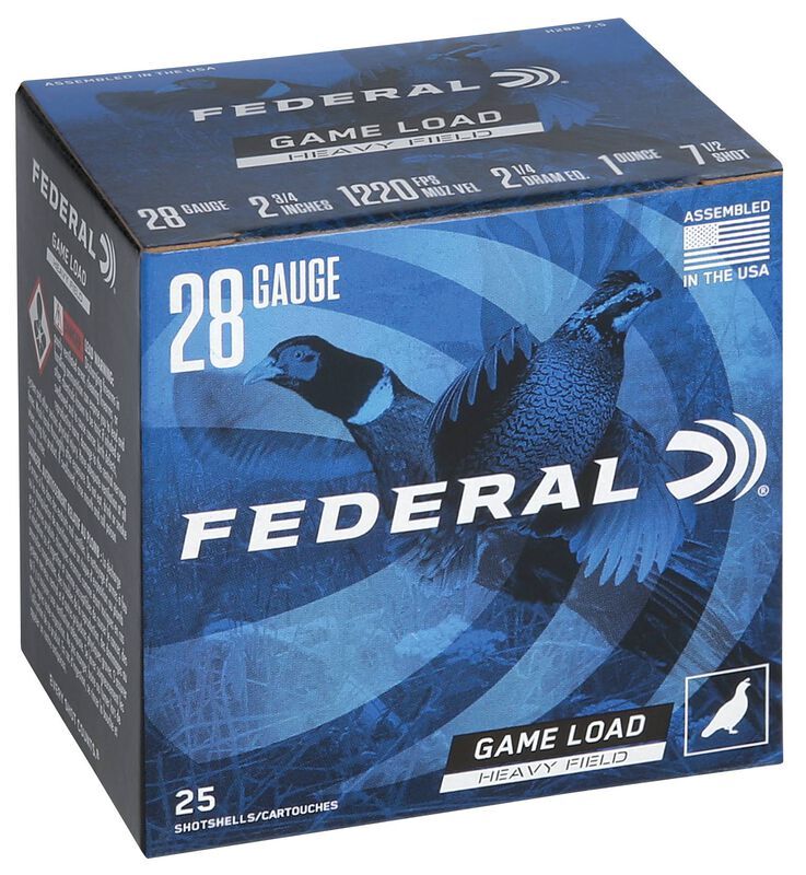 Federal Premium Upland Hi-Brass 28 Gauge 2 3/4" 7.5 Shot, 1-Oz, 25-Rd