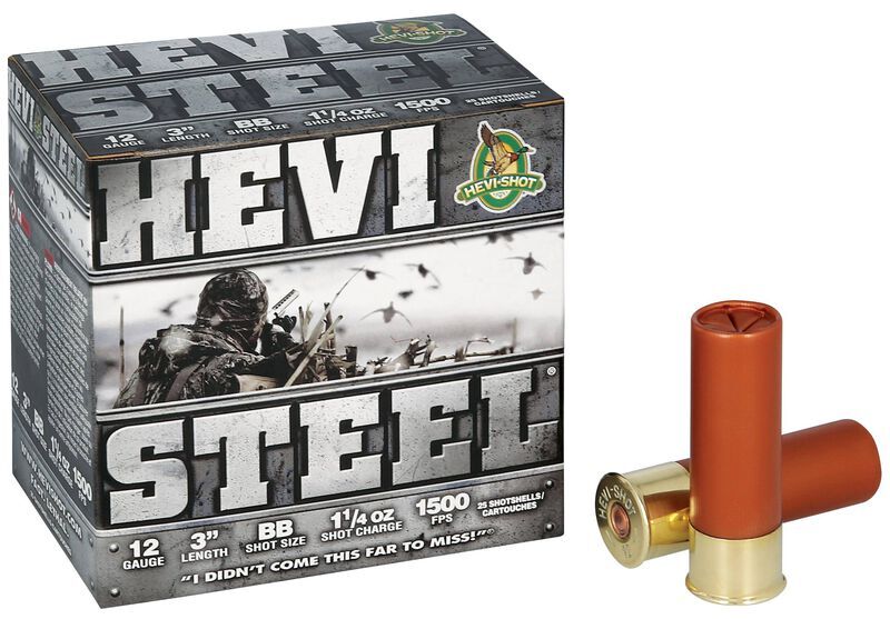 HEVI-Shot Hevi-Steel 12 Gauge 3" BB Shot, 1 1/4-Oz, 25-Rd