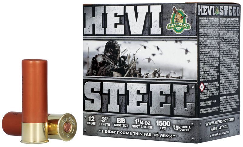 HEVI-Shot Hevi-Steel 12 Gauge 3" BB Shot, 1 1/4-Oz, 25-Rd