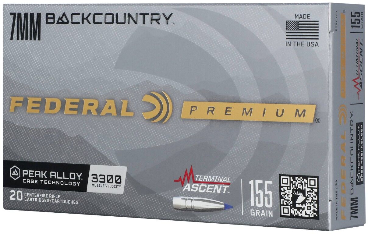 Federal Terminal Ascent 7mm Backcountry, 155 Grain Terminal Ascent Rifle Ammo, 20-Rd