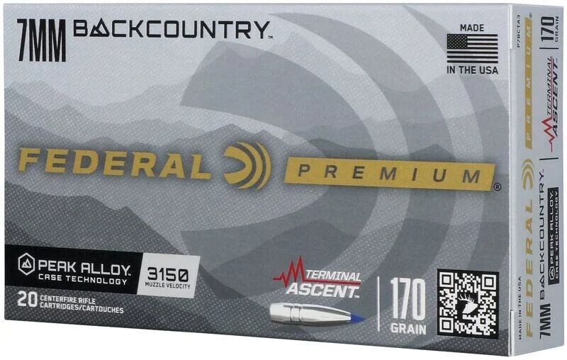 Federal Terminal Ascent 7mm Backcountry, 170 Grain Terminal Ascent Rifle Ammo, 20-Rd