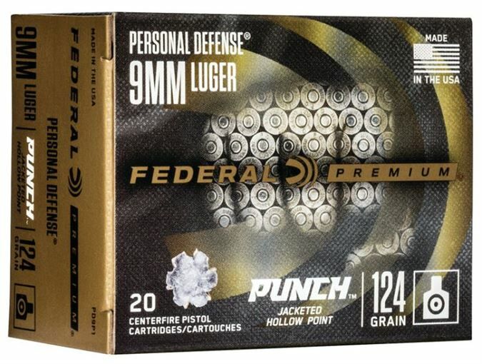 Federal 9mm, 124 Grain, JHP, Punch Personal Defense Ammunition - 20 Rounds